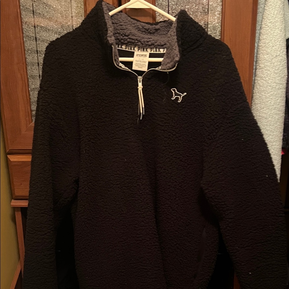 PINK Victoria's Secret Black Sherpa Pullover